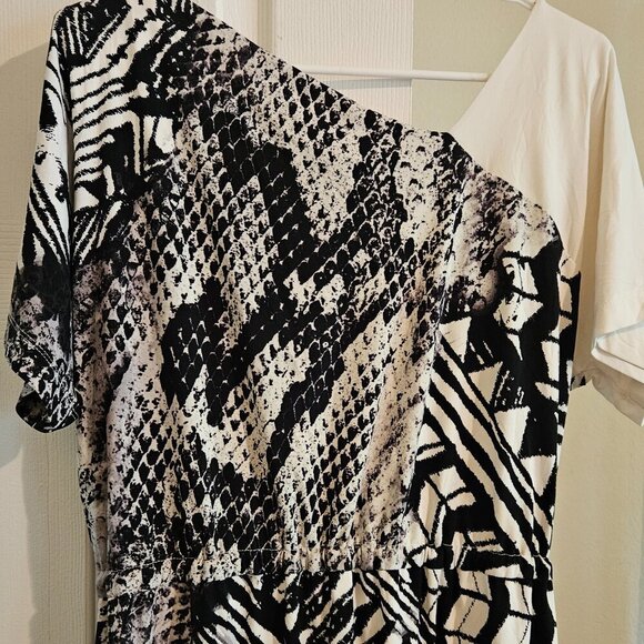 Morgan Mcfeeters Vintage Snakeskin Midi black Fall Aysymetric Slimming dress  14 - Picture 8 of 10